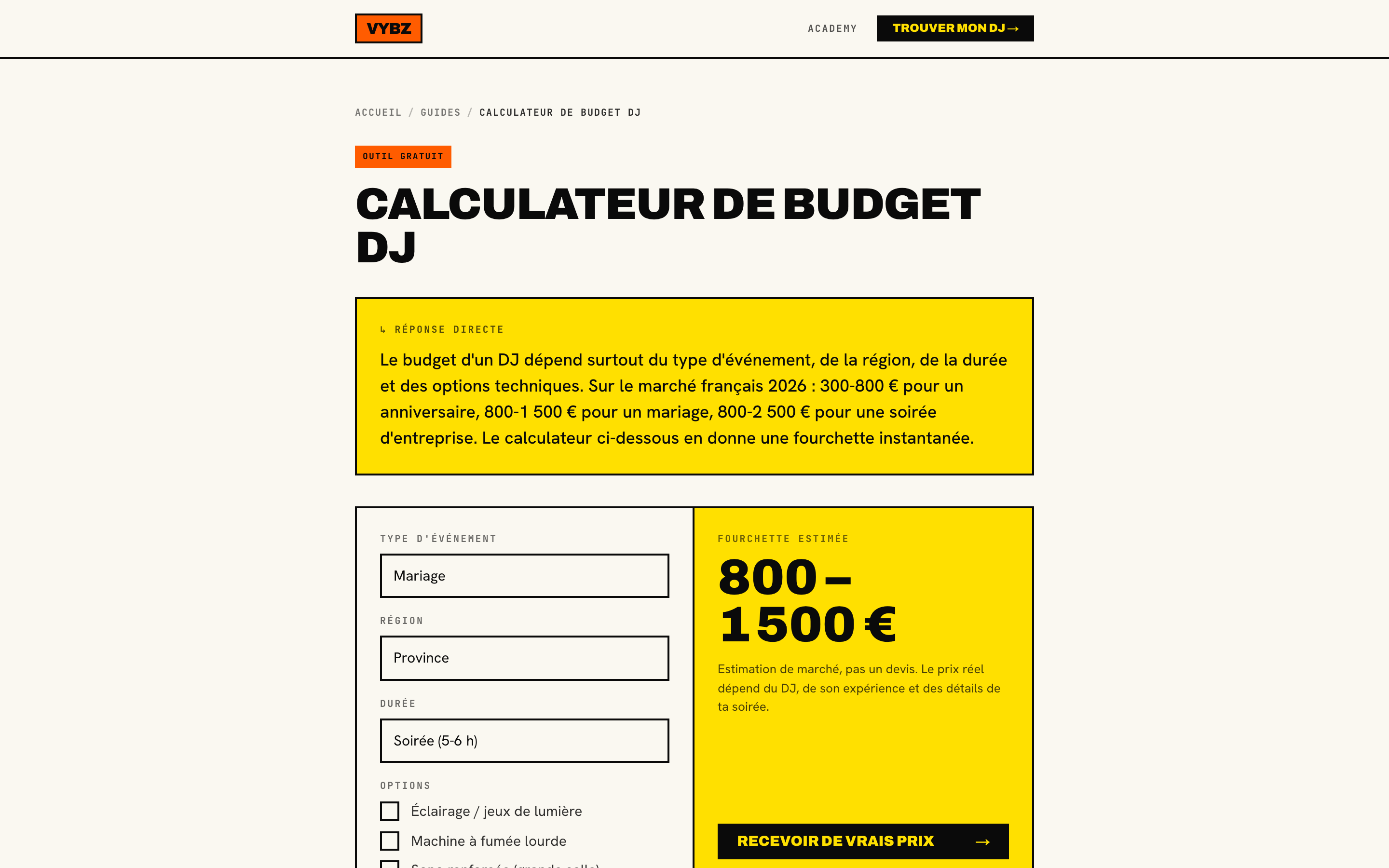 Le calculateur de budget